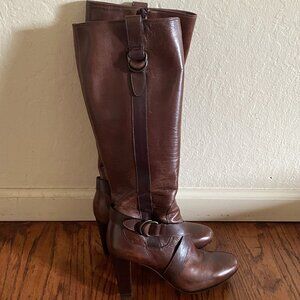 Cole Haan Courtney Tall Leather Boots with Nike Air Sole – Chestnut Brown – Wome